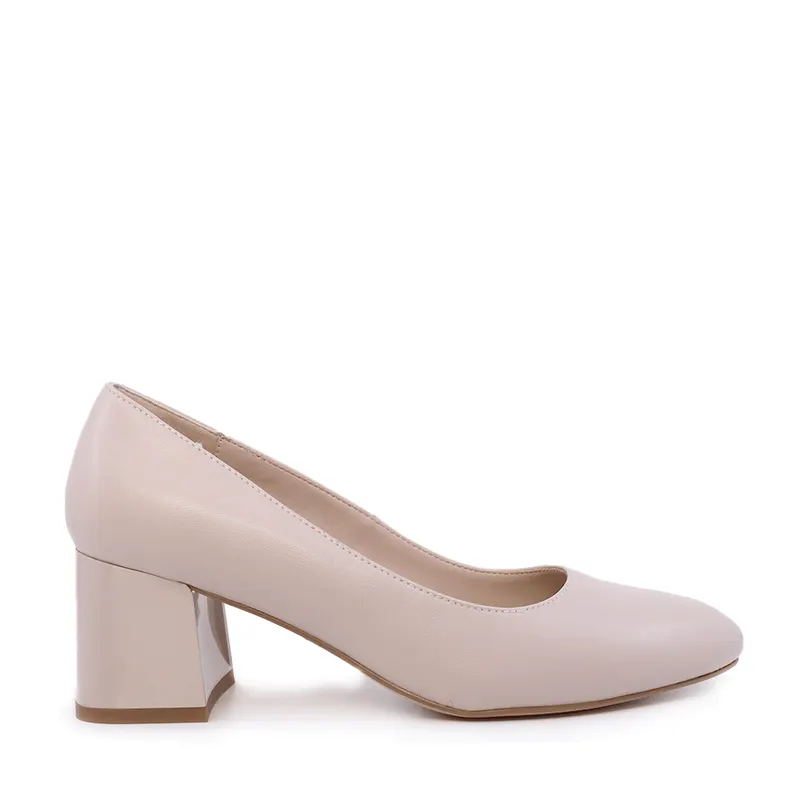 Pantofi cu toc pătrat femei Luca di Gioia bej din piele 1261DP9091BE