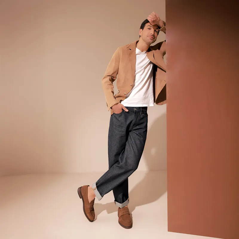 Pantofi loafers bărbați Luca di Gioia maro din piele întoarsă 2931BP6211VM — imaginea 2