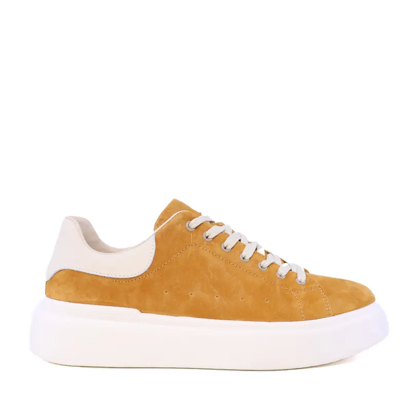 Sneakers ușori bărbați galbeni din piele întoarsă 1921BP0079VG