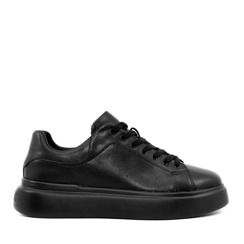 Sneakers ușori bărbați negri din piele 1922BP0079N