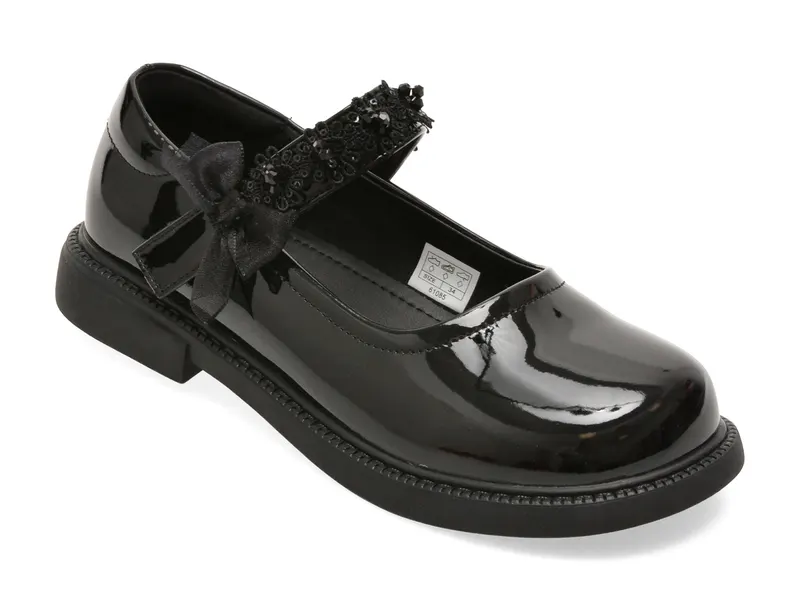 Balerini SELECTION KIDS negri, 61085, din piele ecologica lacuita