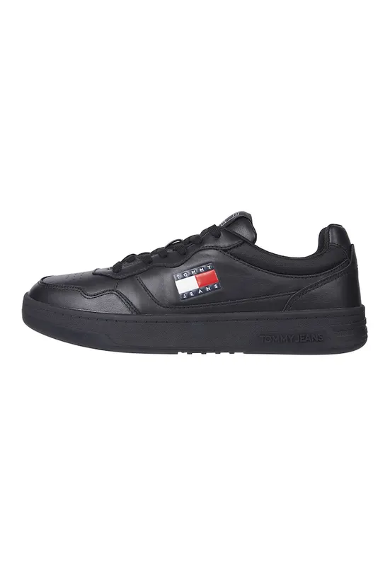 Pantofi sport din piele cu garnituri contrastante - Negru
