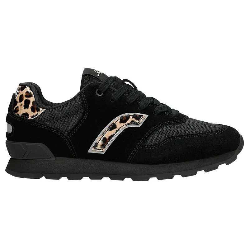 Sneakers damă negri cu imprimeu leopard RELAKS