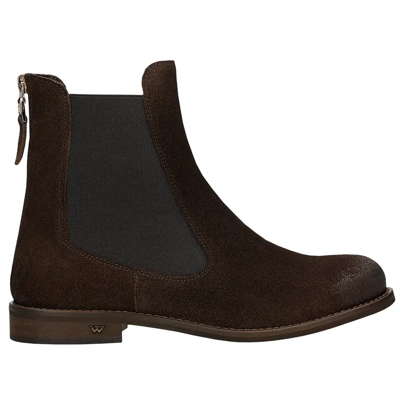 Botine damă maro ciocolată cu fermoar auriu