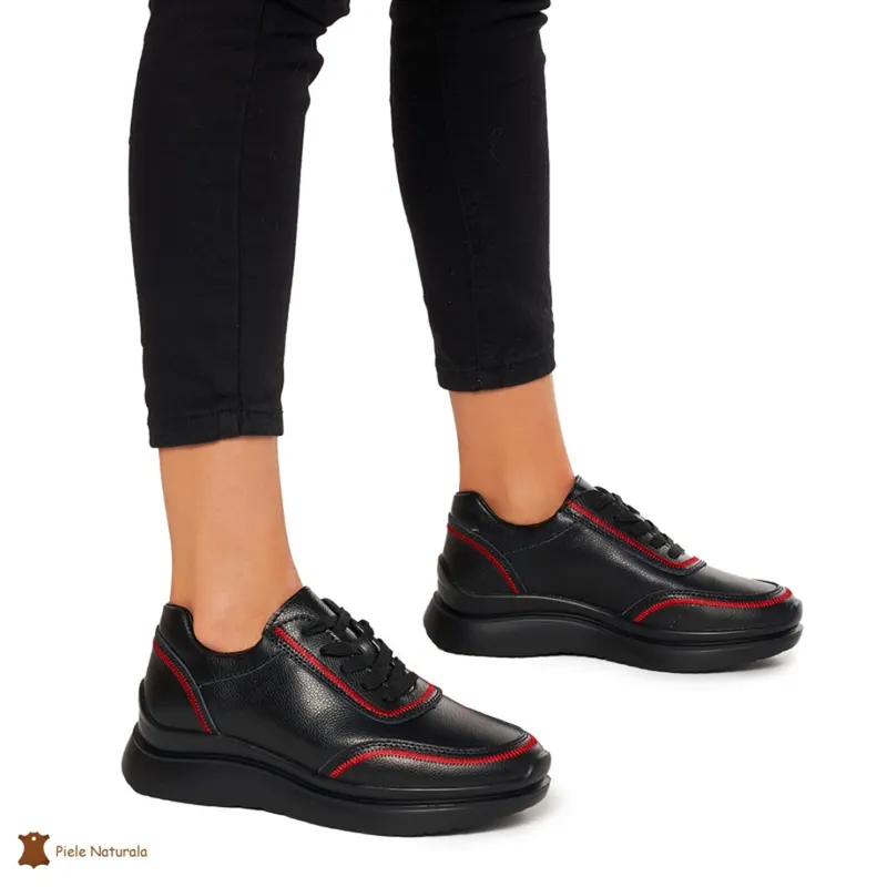Pantofi casual dama din Piele naturală CRL1325 NEGRU