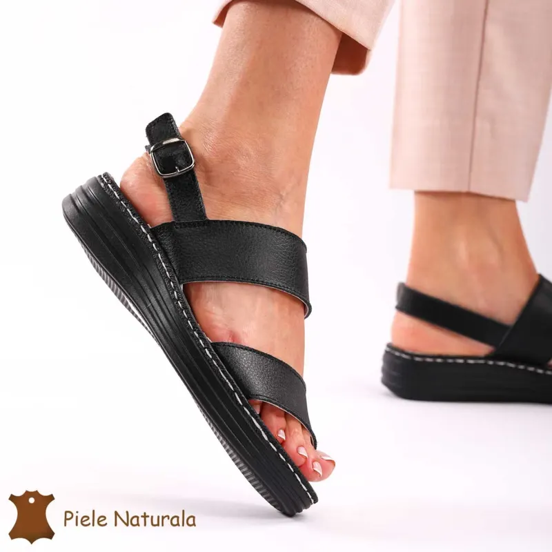 Sandale dama Piele Naturala CRL0189 NEGRU