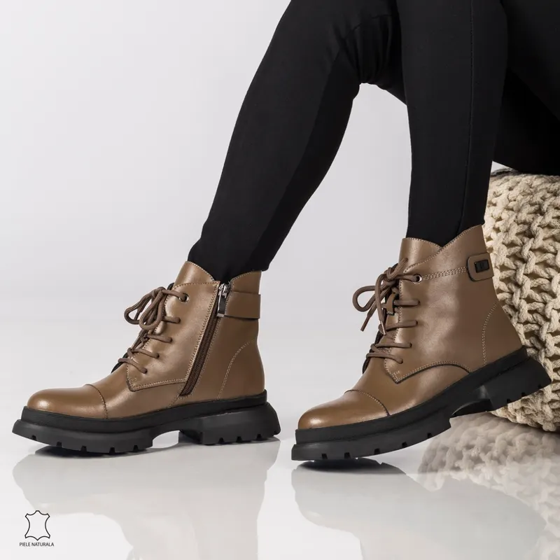 Ghete dama din Piele Naturala CRL0617 Khaki