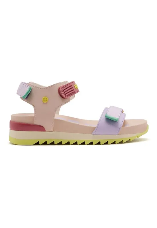 Sandale din piele ecologica cu inchidere velcro - Alb fildes