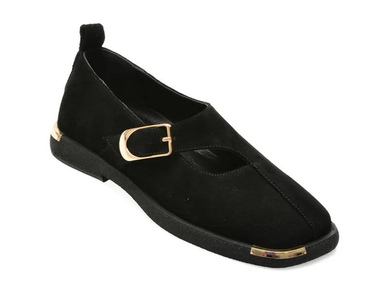 Pantofi negri, 022Y707, din piele intoarsa