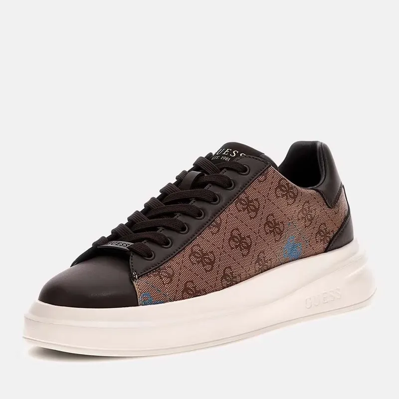 Sneakers bărbați Guess Elba maro din piele și sintetic 920BPFMFLBAFAB12M — imaginea 2