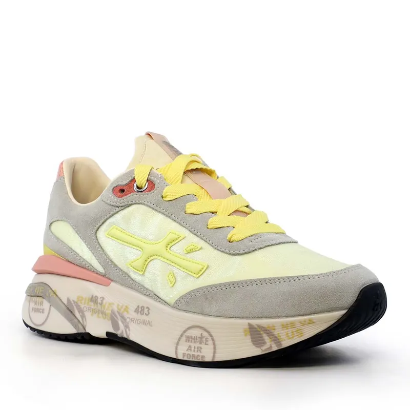 Sneakers femei Premiata Moerun-D verzi din piele și textil 1691DP8081V — imaginea 2