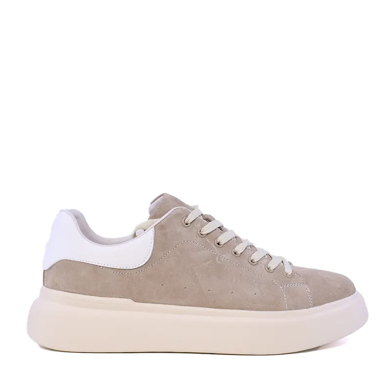 Sneakers ușori bărbați bej din piele întoarsă 1921BP0079VBE