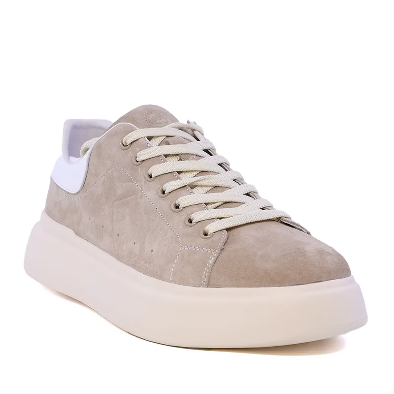 Sneakers ușori bărbați bej din piele întoarsă 1921BP0079VBE — imaginea 2