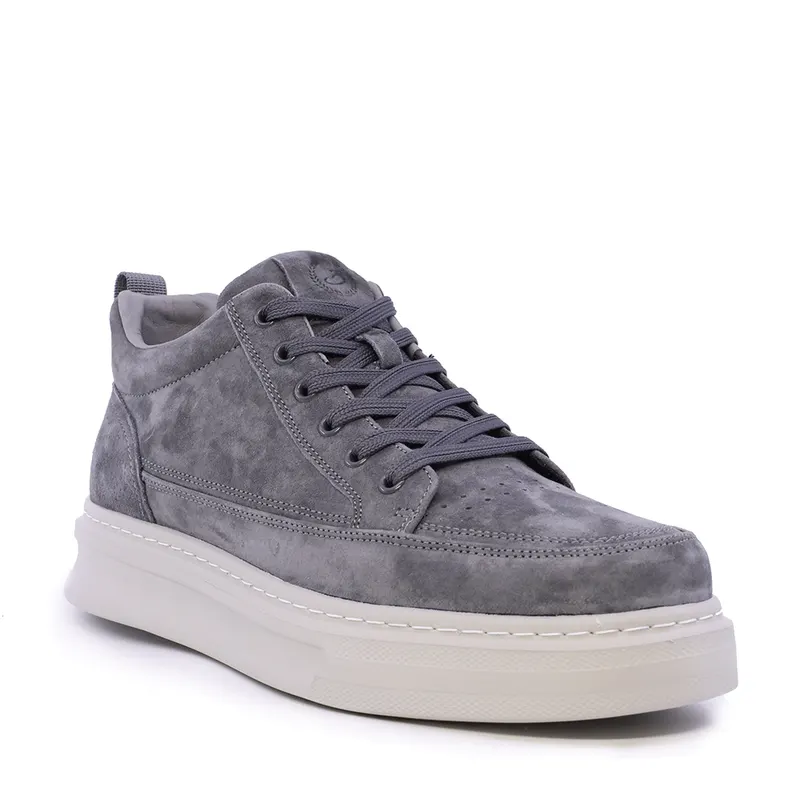 Sneakers high top bărbați gri din piele întoarsă 1922BG6632VGR — imaginea 2