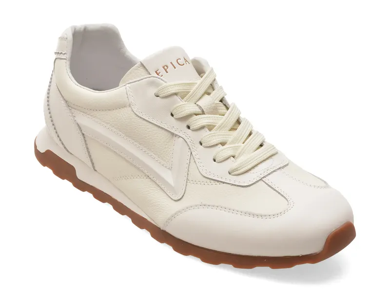 Pantofi sport EPICA albi, 59877, din piele naturala