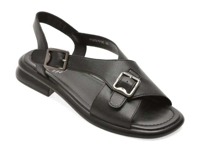 Sandale FLAVIA PASSINI negre, 1603G15, din piele naturala