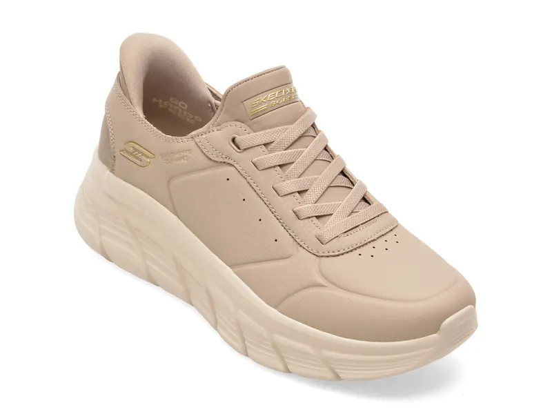 Pantofi sport SKECHERS gri, BOBS B FLEX HI, din piele ecologica
