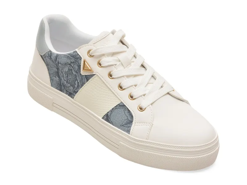 Pantofi sport albi, SADDIE 407, din piele ecologica