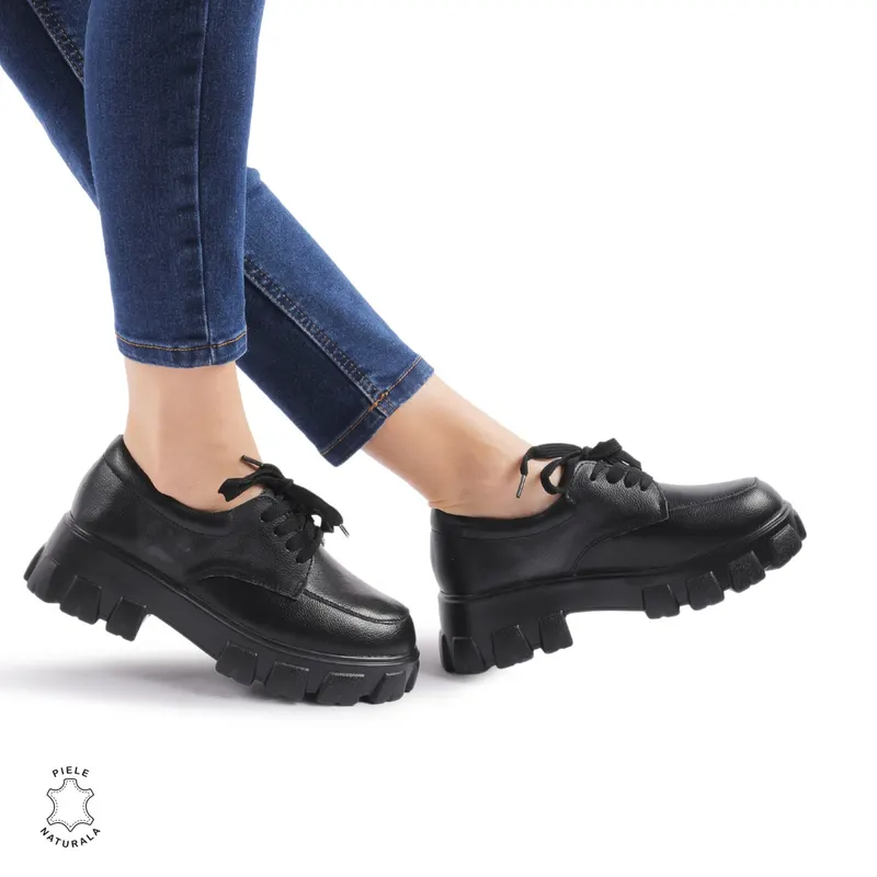 Pantofi casual dama din Piele naturală CRL0109 NEGRU