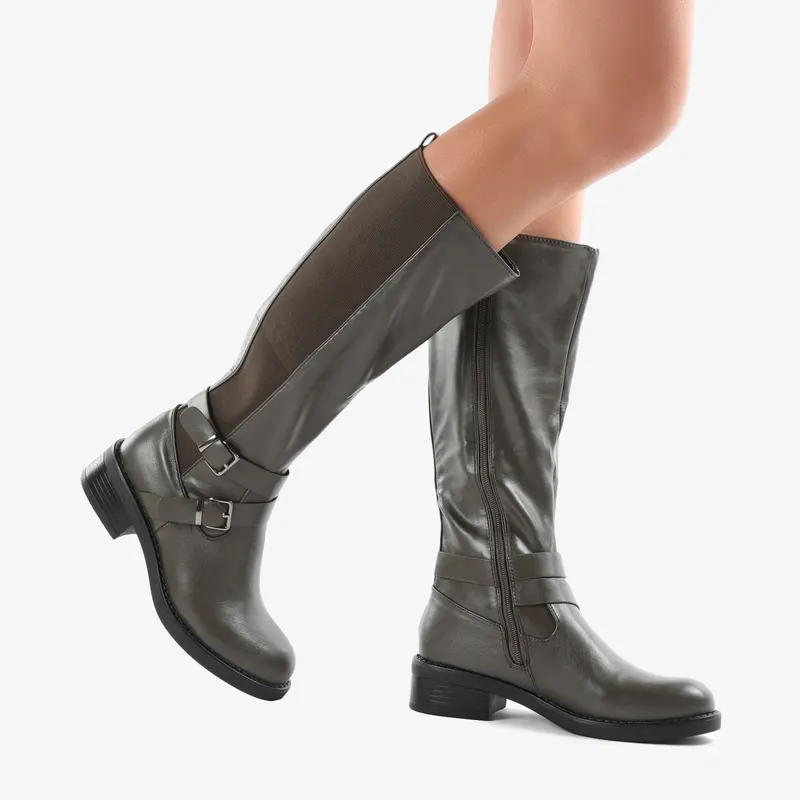 Cizme dama din Piele Ecologica CRL0695 Verzi Inchis