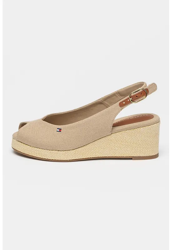 Sandale slingback cu talpa wedge - Bej