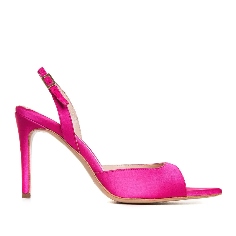Sandale Vicky Satin, Varf Ascutit, Fucsia