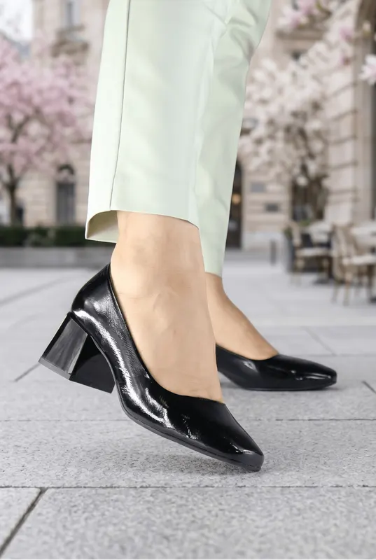 Pantofi Eleganti cu Toc din Piele - SNYA NEGRU