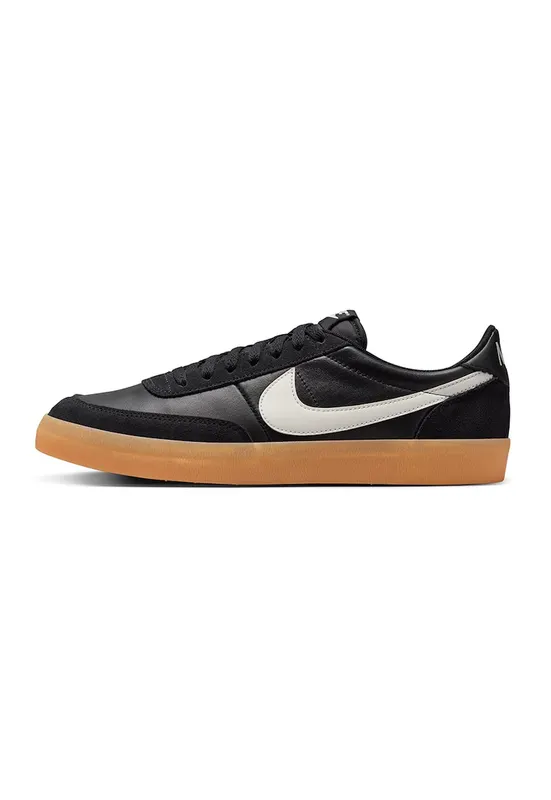 Pantofi sport cu insertii din piele si piele intoarsa - Alb/Negru