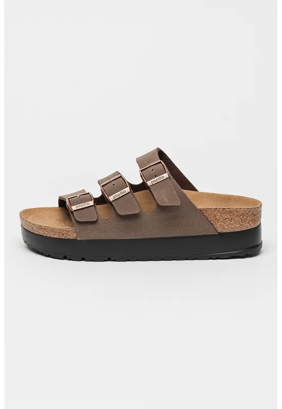 Papuci faltform de piele Florida III - Maro/Maro taupe