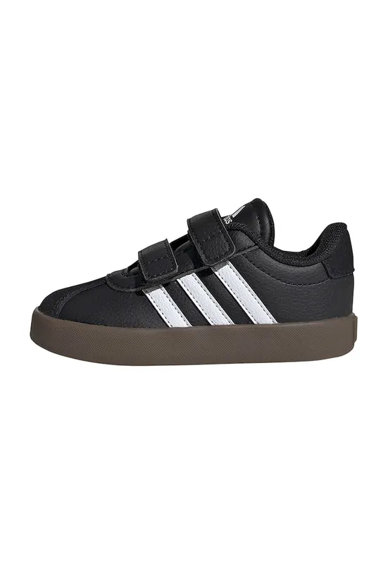 Pantofi sport VL Court de piele ecologica si piele intoarsa cu velcro - Alb/Negru