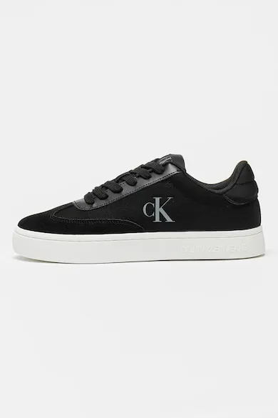 Pantofi sport din material textil cu garnituri din piele intoarsa - Negru