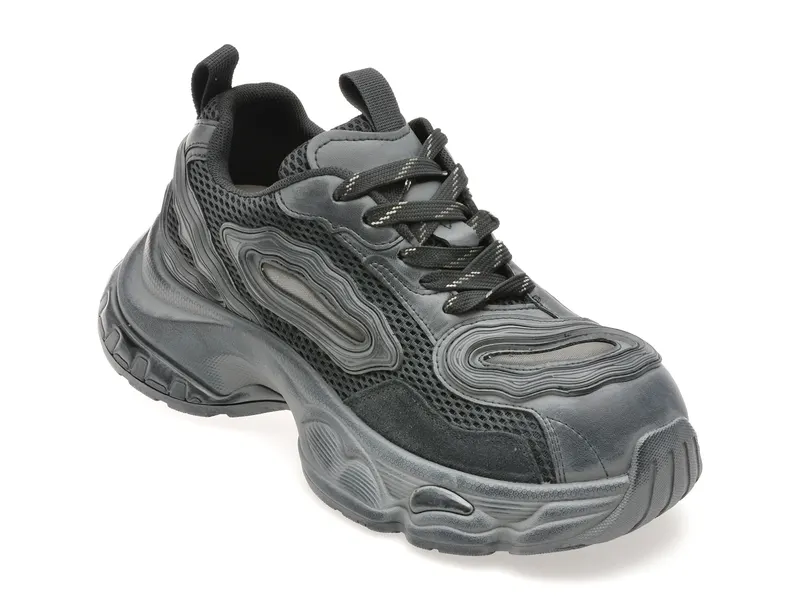 Pantofi sport negri, 1002, din material textil