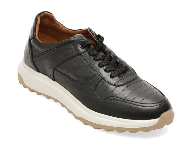 Pantofi sport negri, 26Y15, din piele naturala