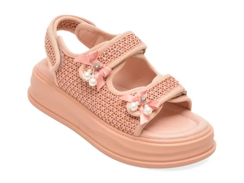 Sandale roz, 7163, din piele ecologica