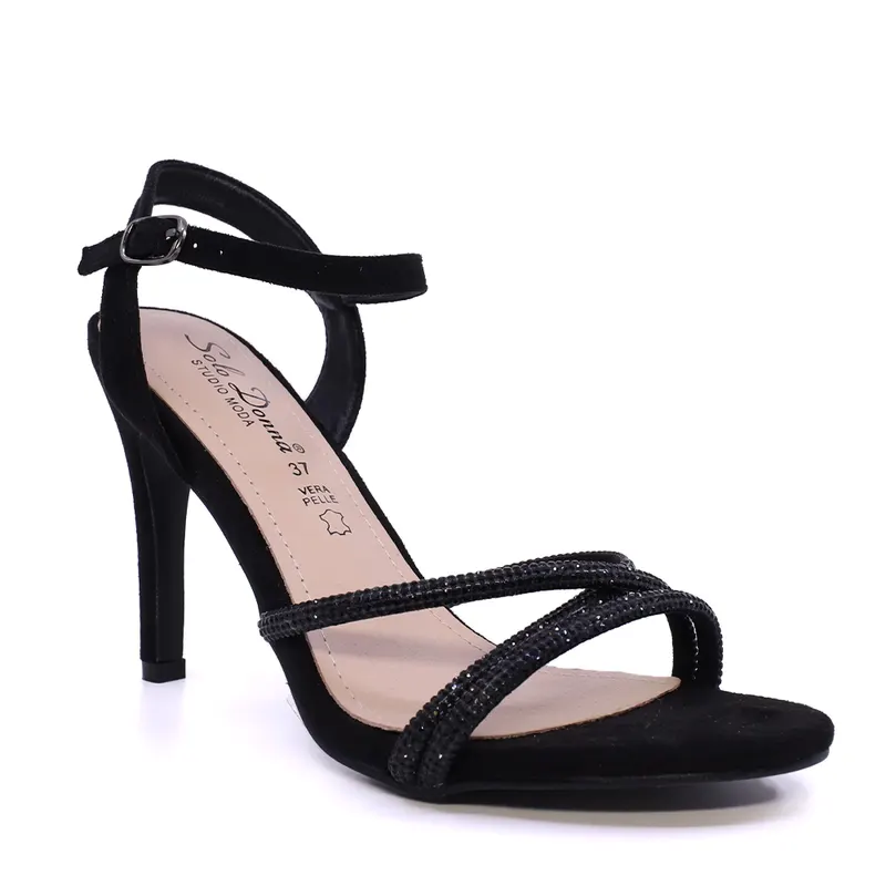 Sandale femei Solo Donna negre cu toc înalt și ștrasuri 2547DS9095N — imaginea 2