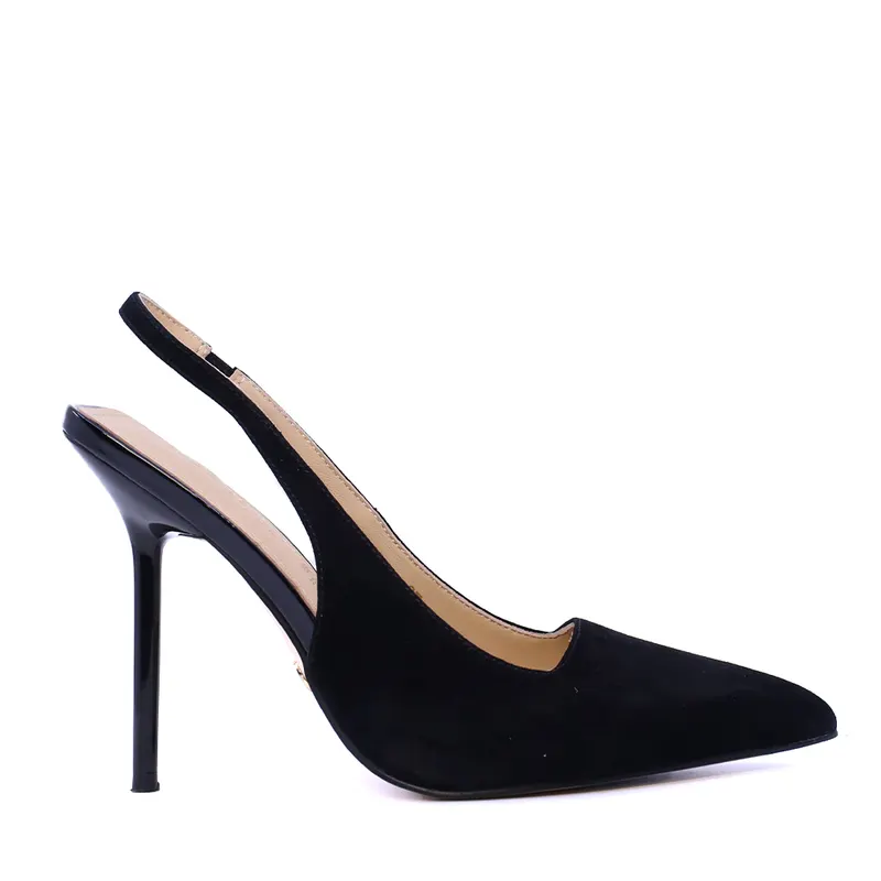 Pantofi stiletto slingback femei Enzo Bertini negri din piele întoarsă 1391dd9471vn