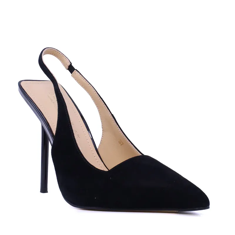 Pantofi stiletto slingback femei Enzo Bertini negri din piele întoarsă 1391dd9471vn — imaginea 2