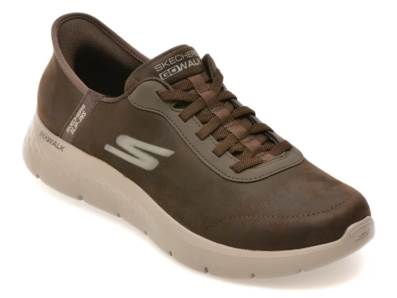 Pantofi sport SKECHERS maro, GO WALK FLEX, din material textil