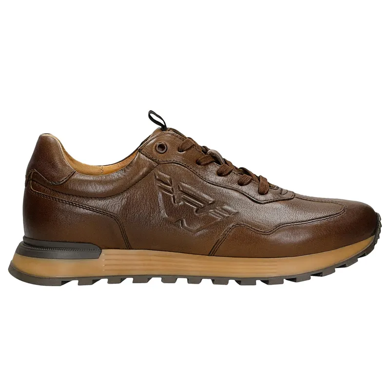 Sneakers maro din piele granulată bărbați