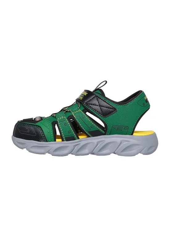 Sandale cu model - velcro si LED-uri - Verde/Negru