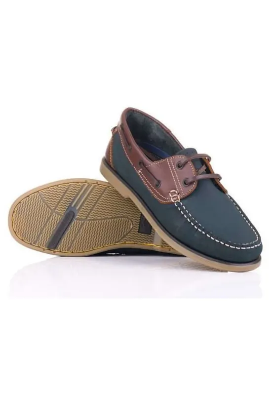 Pantofi boat din piele - Bleumarin