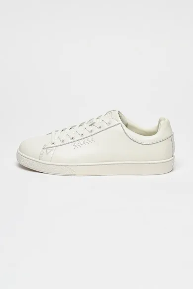 Pantofi sport de piele cu detalii logo - Alb murdar