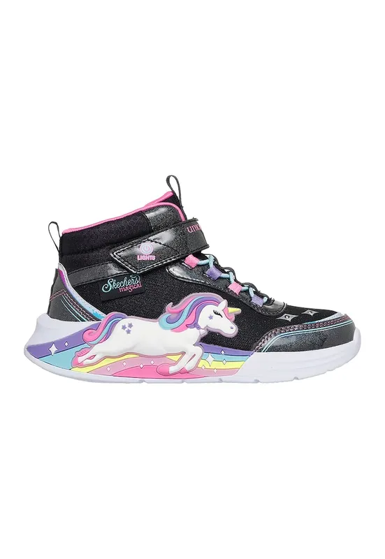 Pantofi sport cu aspect stralucitor si lumina led Unicorn Chaser - Negru/Roz/Albastru