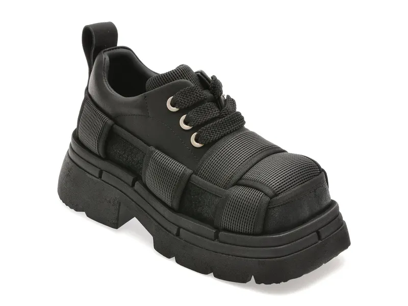 Pantofi sport negri, 6882, din piele naturala