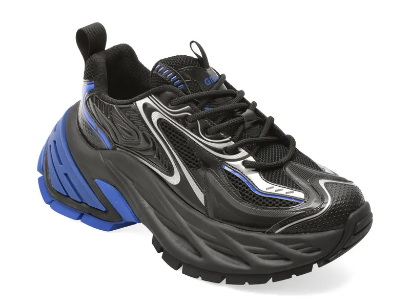 Pantofi sport negri, 66622, din material textil