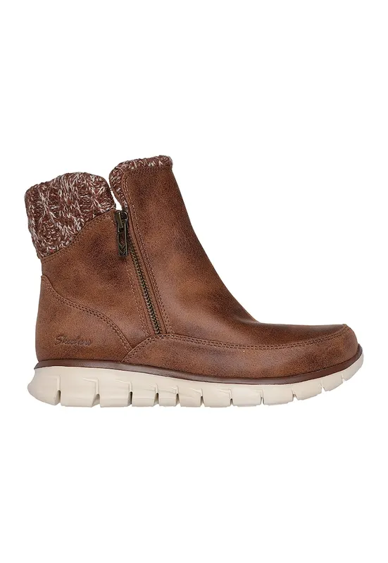 Ghete din piele ecologica cu fermoar Synergy Lovely Collab - Maro