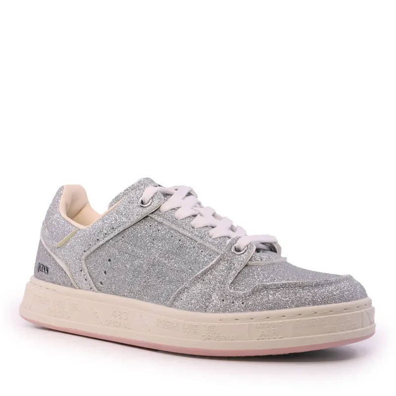 Sneakers femei Premiata QiunnD argintii din piele naturală 1698DP6946AG — imaginea 2