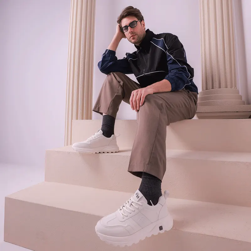 Sneaker ușori bărbați Enzo Bertini albi din piele 3661BP806A — imaginea 2