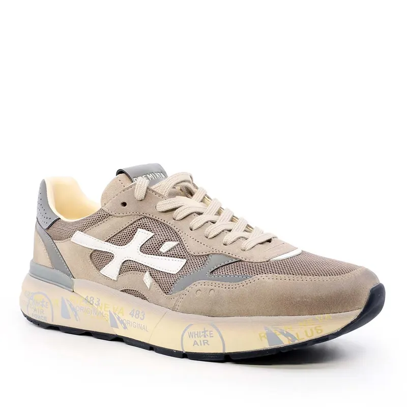 Sneakers bărbați Premiata Mick taupe din piele întoarsă și textil 1691BP8118TA — imaginea 2