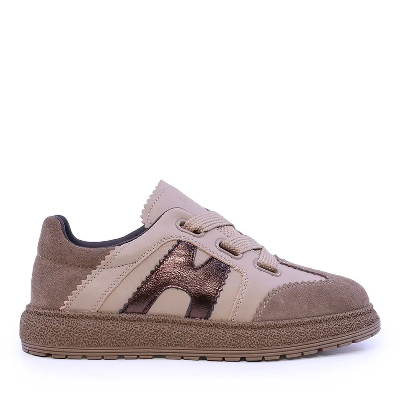 Sneakers cu șiret gros femei Enzo Bertini taupe din piele 3052DP2512VTA